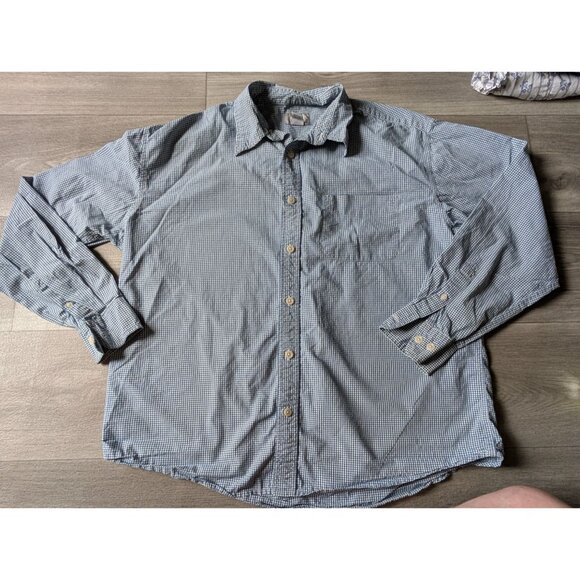 Old Navy Collection Blue & White Checkered Long Sleeve Shirt L 100% Cotton - Picture 3 of 7